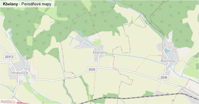 Kbelany - záplavové mapy stoleté vody