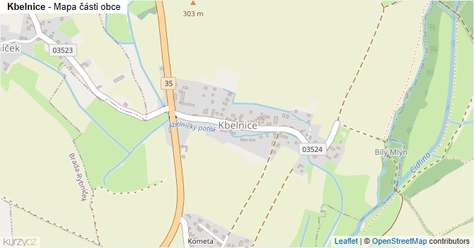 Kbelnice - mapa části obce