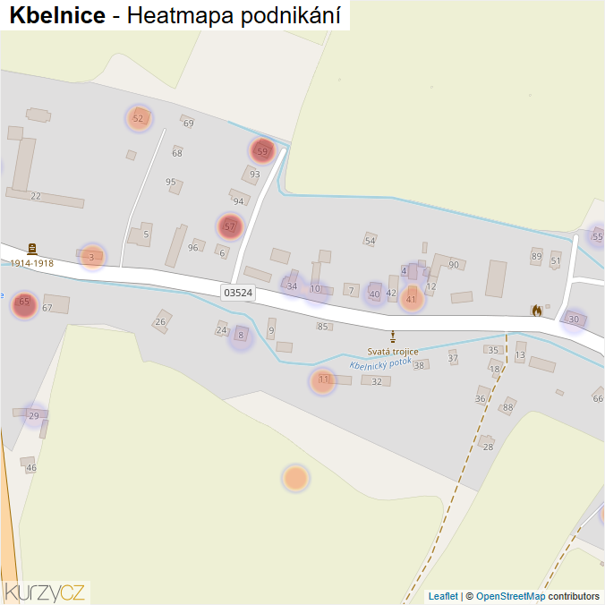 Mapa Kbelnice - Firmy v části obce.