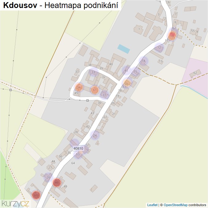 Mapa Kdousov - Firmy v části obce.