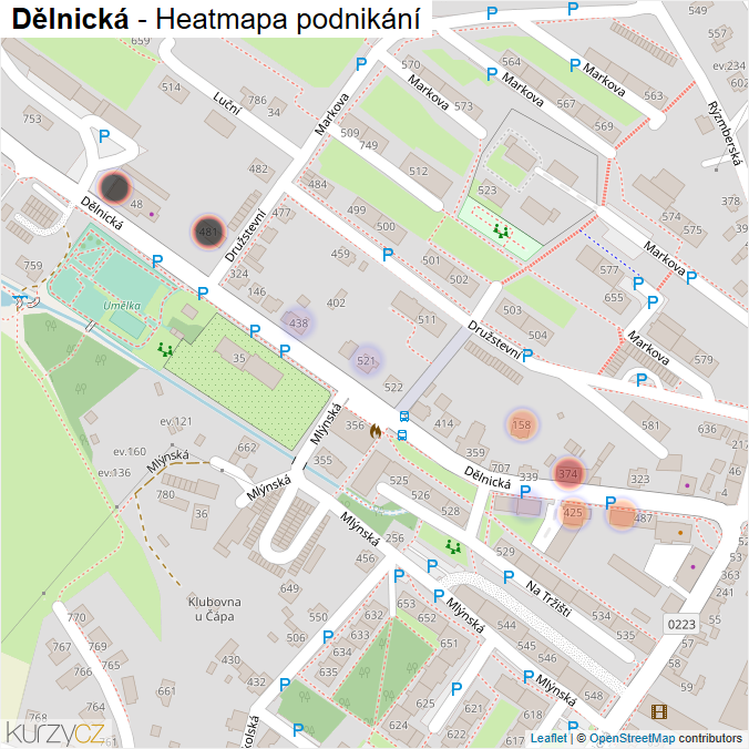 Mapa Dělnická - Firmy v ulici.