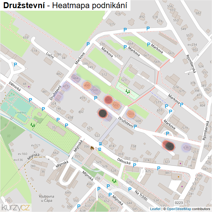 Mapa Družstevní - Firmy v ulici.
