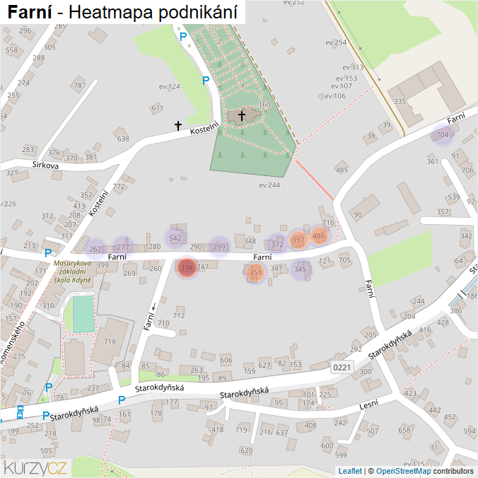 Mapa Farní - Firmy v ulici.