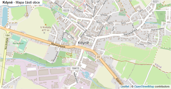 Kdyně - mapa části obce