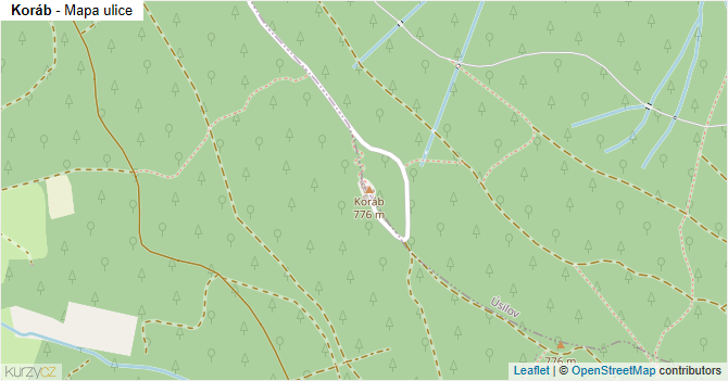 Koráb - mapa ulice