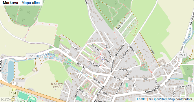 Markova - mapa ulice