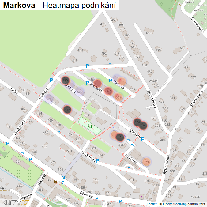 Mapa Markova - Firmy v ulici.
