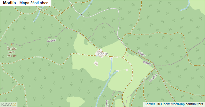 Modlín - mapa části obce