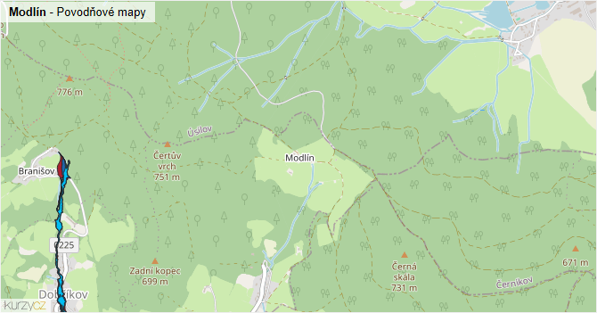 Modlín - záplavové mapy stoleté vody