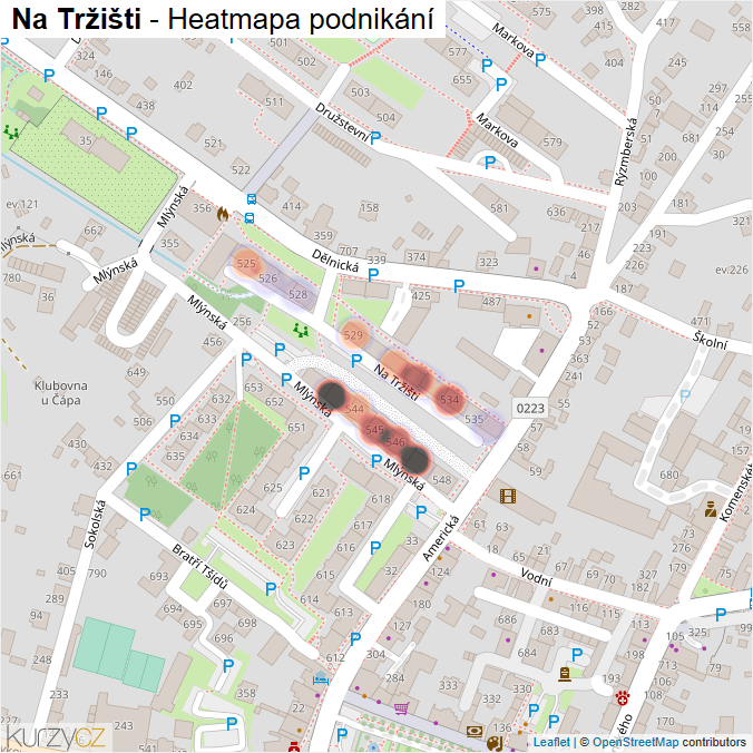 Mapa Na Tržišti - Firmy v ulici.