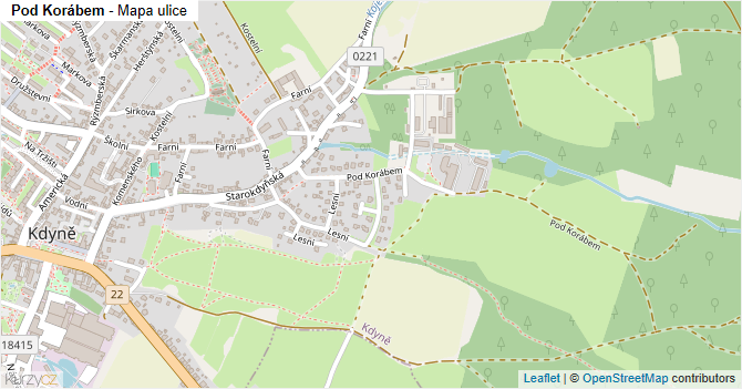 Pod Korábem - mapa ulice