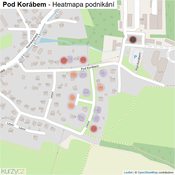 Mapa Pod Korábem - Firmy v ulici.
