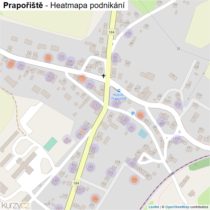 Mapa Prapořiště - Firmy v části obce.