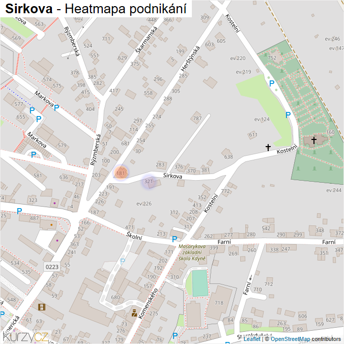 Mapa Sirkova - Firmy v ulici.