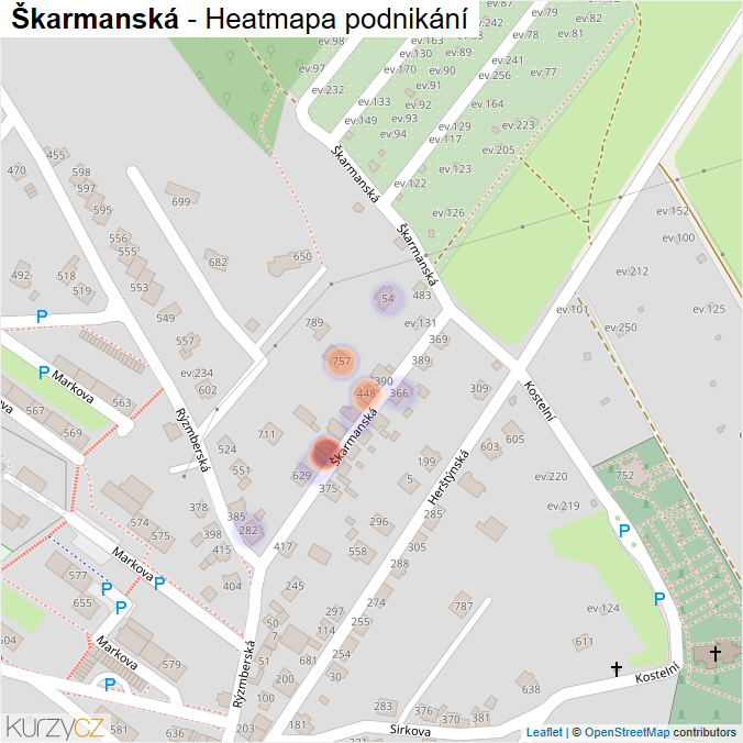 Mapa Škarmanská - Firmy v ulici.