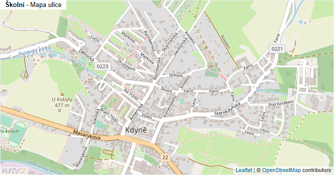 Školní - mapa ulice