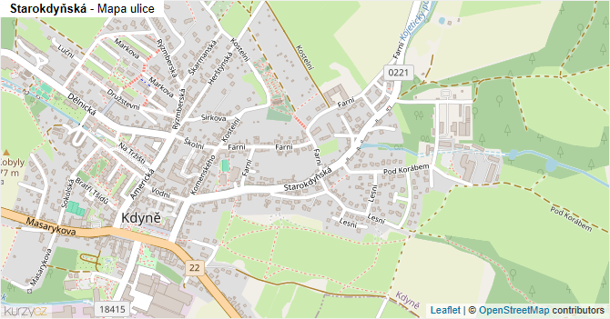 Starokdyňská - mapa ulice