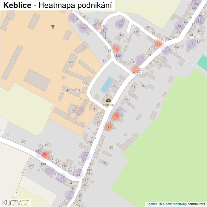 Mapa Keblice - Firmy v části obce.