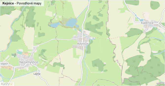Kejnice - záplavové mapy stoleté vody