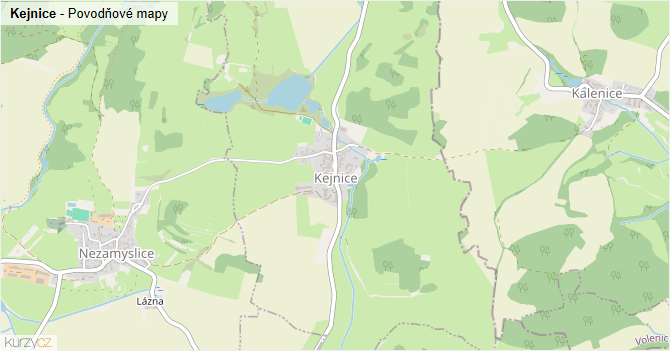 Kejnice - záplavové mapy stoleté vody
