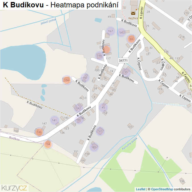 Mapa K Budíkovu - Firmy v ulici.