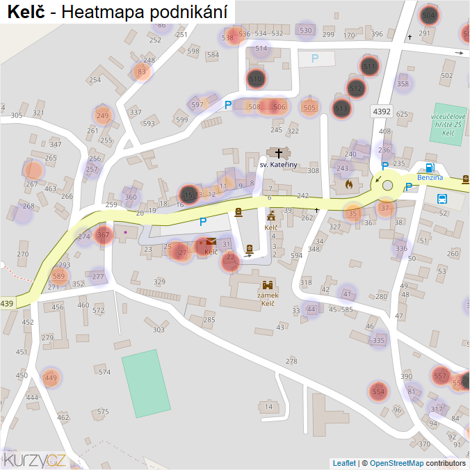 Mapa Kelč - Firmy v části obce.