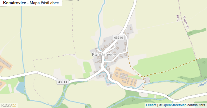 Komárovice - mapa části obce