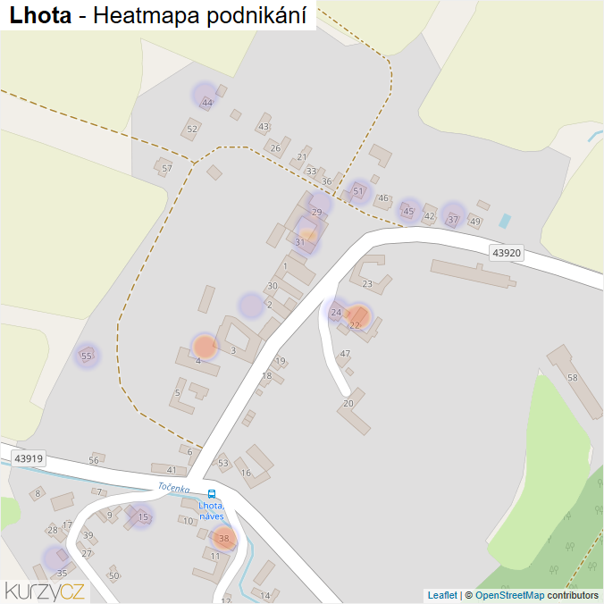 Mapa Lhota - Firmy v části obce.