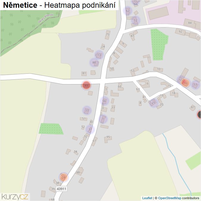 Mapa Němetice - Firmy v části obce.