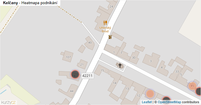 Kelčany - mapa podnikání