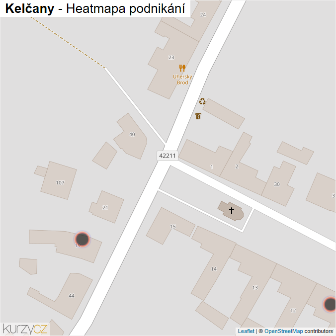 Mapa Kelčany - Firmy v obci.