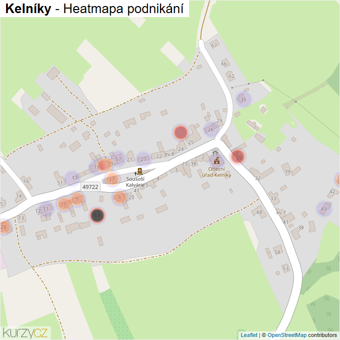 Mapa Kelníky - Firmy v části obce.