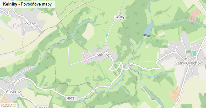 Kelníky - záplavové mapy stoleté vody