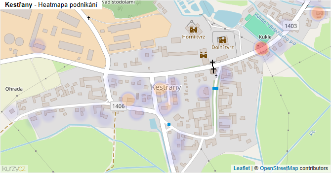 Kestřany - mapa podnikání