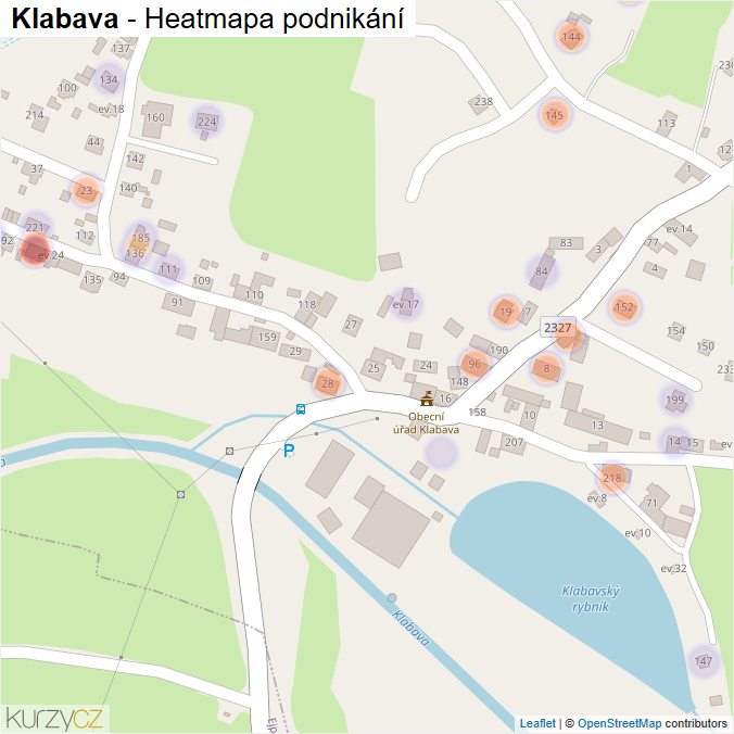 Mapa Klabava - Firmy v části obce.