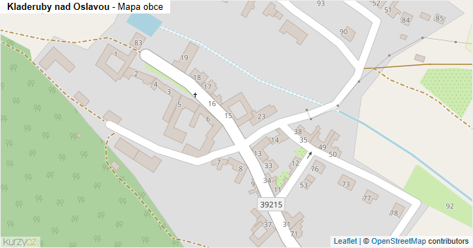 Kladeruby nad Oslavou - mapa obce