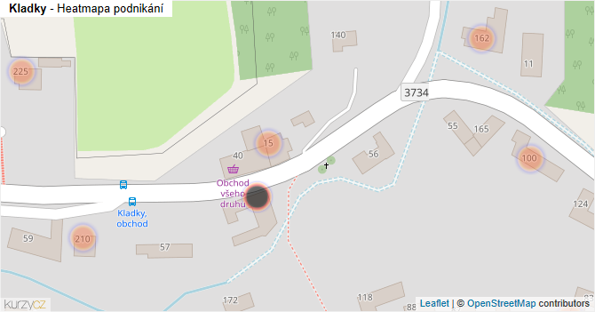 Kladky - mapa podnikání