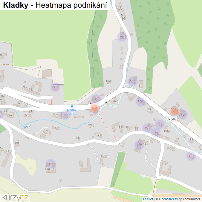 Mapa Kladky - Firmy v části obce.