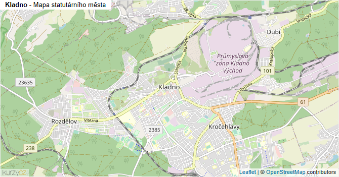 Kladno - mapa statutárního města