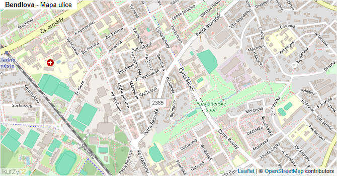 Bendlova - mapa ulice