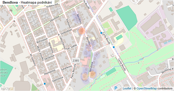 Bendlova - mapa podnikání