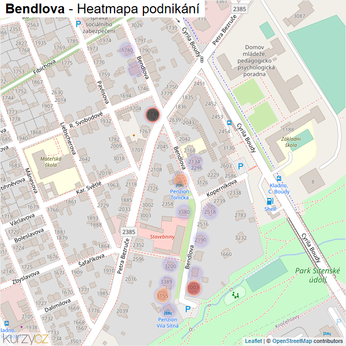 Mapa Bendlova - Firmy v ulici.