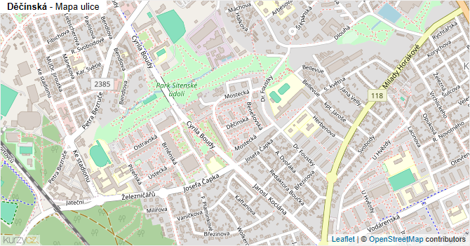 Děčínská - mapa ulice