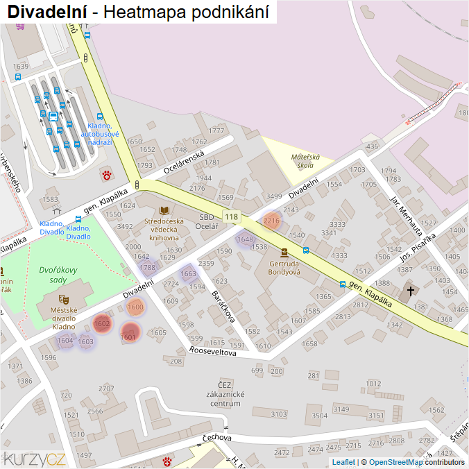 Mapa Divadelní - Firmy v ulici.