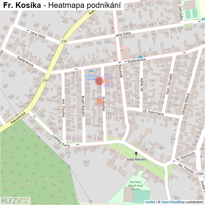 Mapa Fr. Kosíka - Firmy v ulici.
