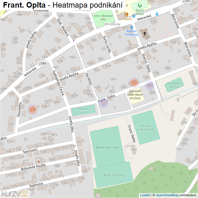 Mapa Frant. Oplta - Firmy v ulici.
