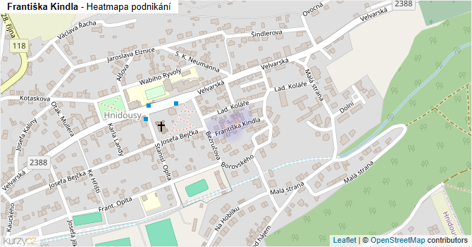 Františka Kindla - mapa podnikání