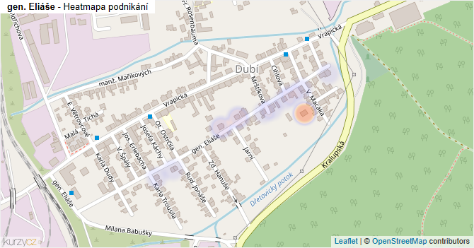 gen. Eliáše - mapa podnikání