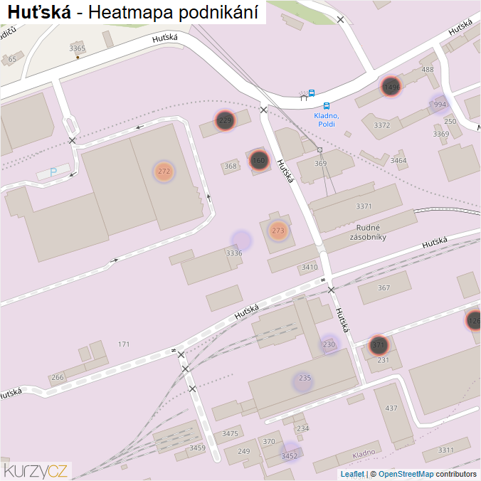 Mapa Huťská - Firmy v ulici.