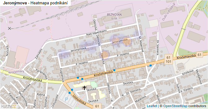 Jeronýmova - mapa podnikání